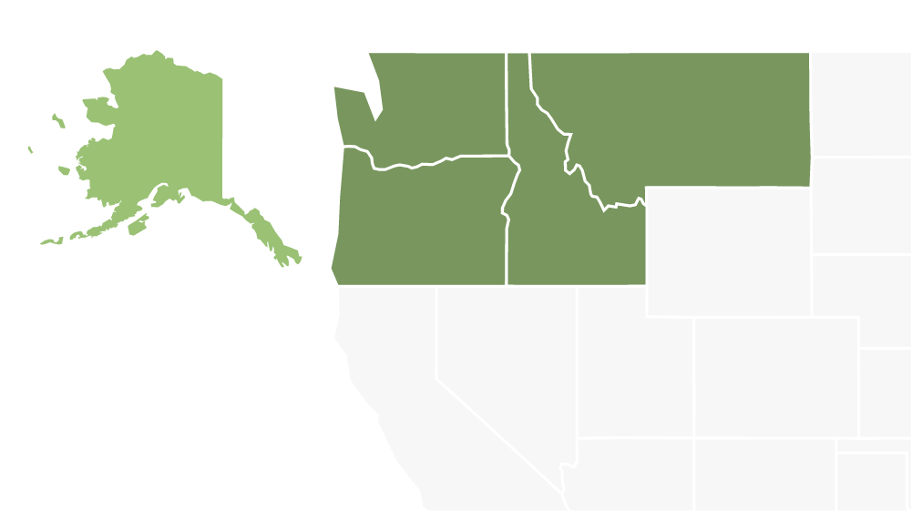 Map of the REL Northwest region with Alaska highlighted