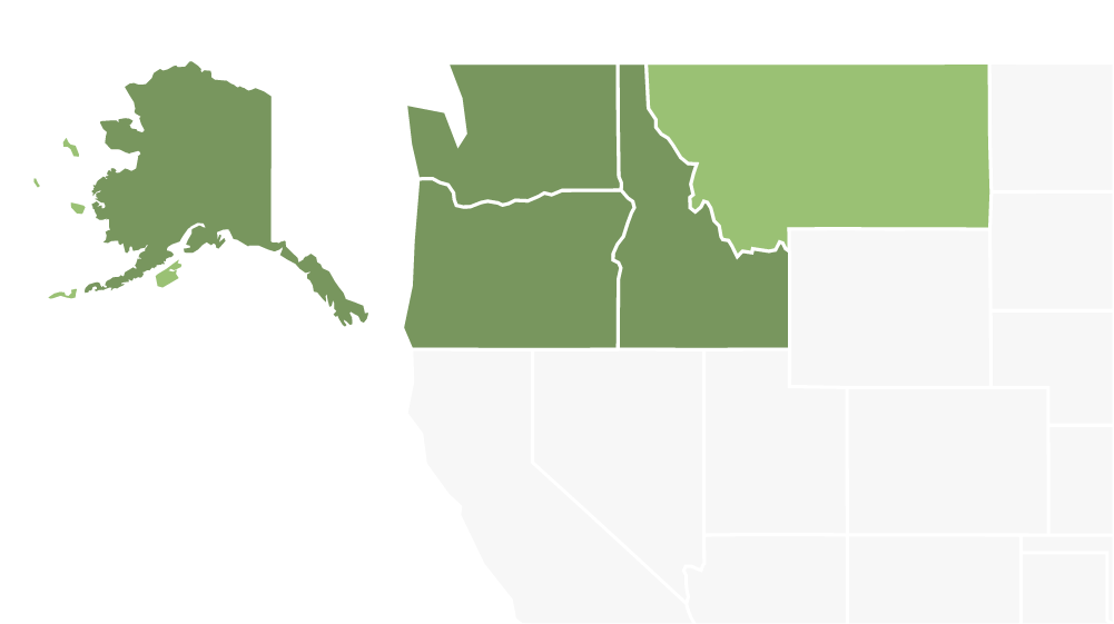 Map of the REL Northwest region with Montana highlighted